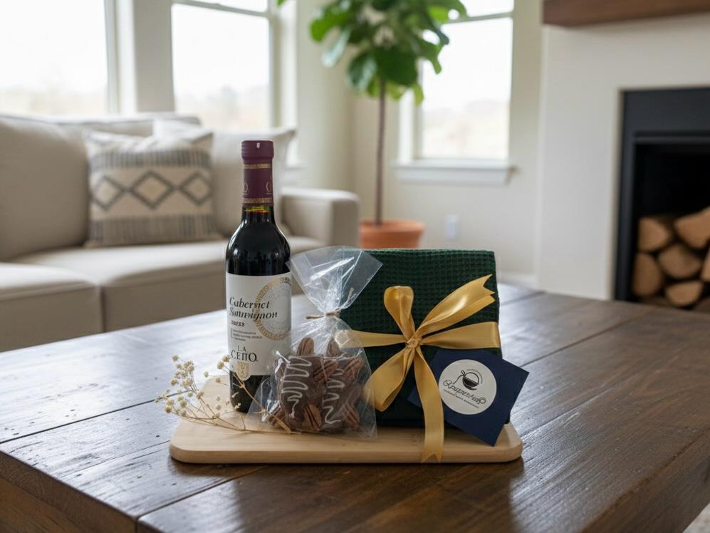 Tabla de regalo con vino