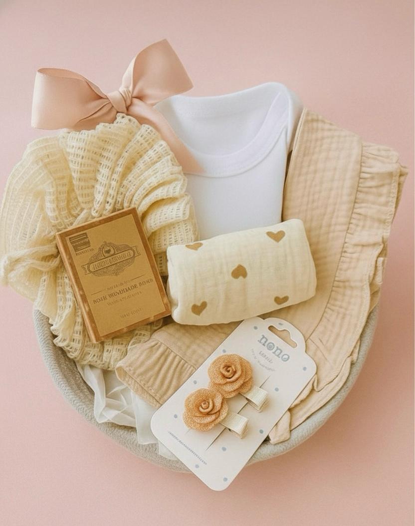 CANASTA PARA NENA RECIÉN NACIDA CON APAPACHO PARA MAMÁ